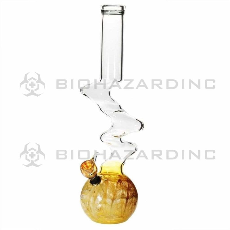 Biohazard Inc Glass Bong 16" Three Elbow Water Pipe w/ Slide - Yellow Rake