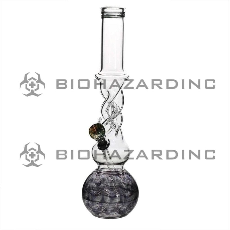 Biohazard Inc Glass Bong 16" Twist Water Pipe w/ Slide - Black Rake