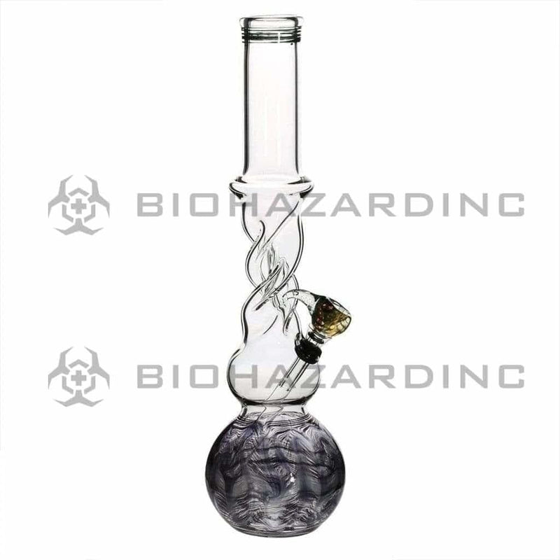 Biohazard Inc Glass Bong 16" Twist Water Pipe w/ Slide - Black Rake