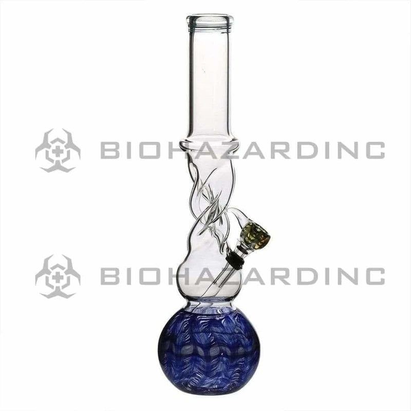 Biohazard Inc Glass Bong 16" Twist Water Pipe w/ Slide - Blue Rake