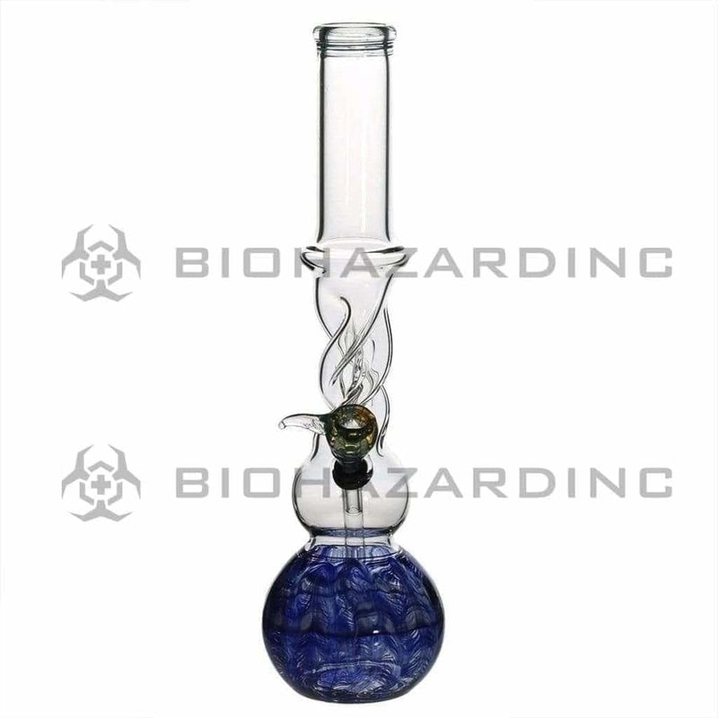 Biohazard Inc Glass Bong 16" Twist Water Pipe w/ Slide - Blue Rake