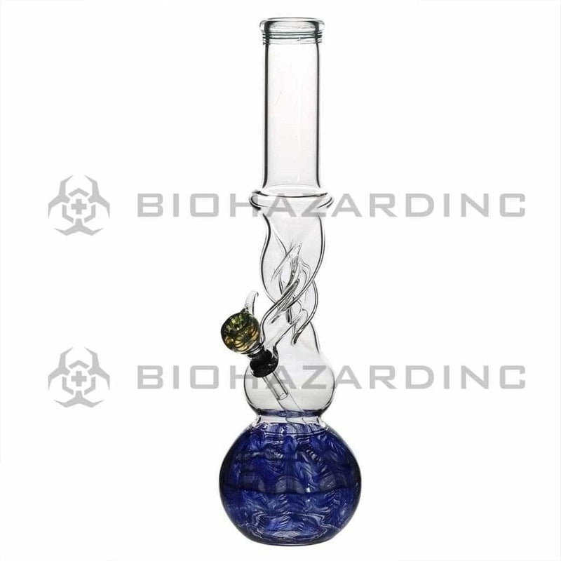 Biohazard Inc Glass Bong 16" Twist Water Pipe w/ Slide - Blue Rake