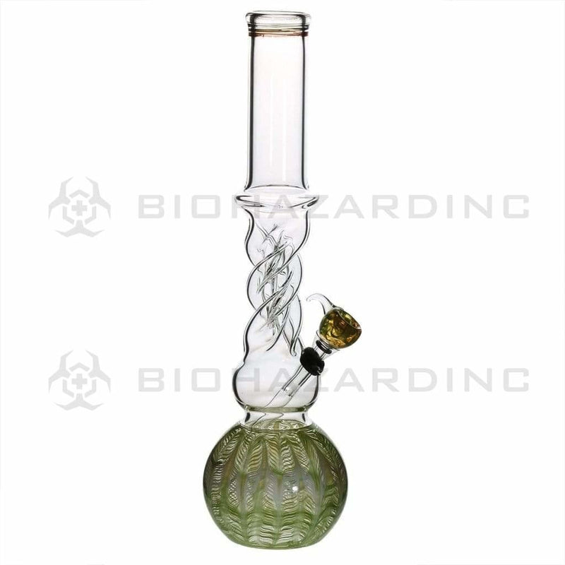 Biohazard Inc Glass Bong 16" Twist Water Pipe w/ Slide - Green Rake