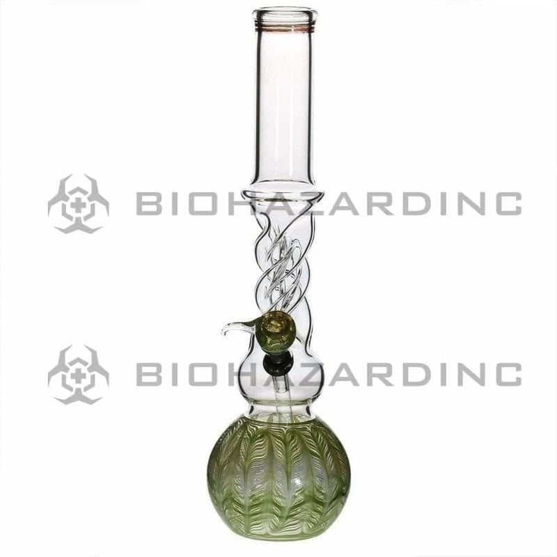 Biohazard Inc Glass Bong 16" Twist Water Pipe w/ Slide - Green Rake