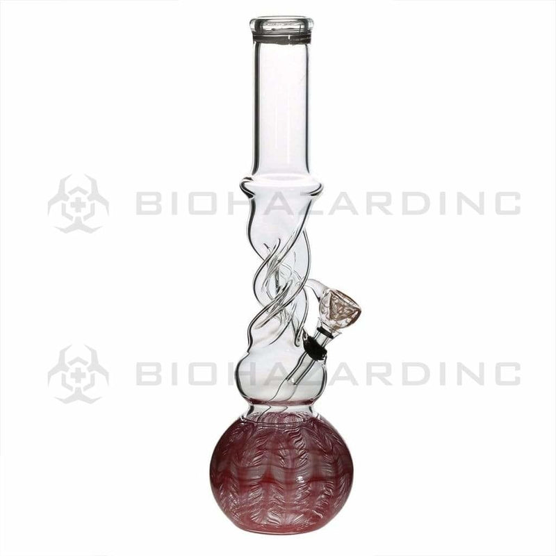 Biohazard Inc Glass Bong 16" Twist Water Pipe w/ Slide - Red Rake