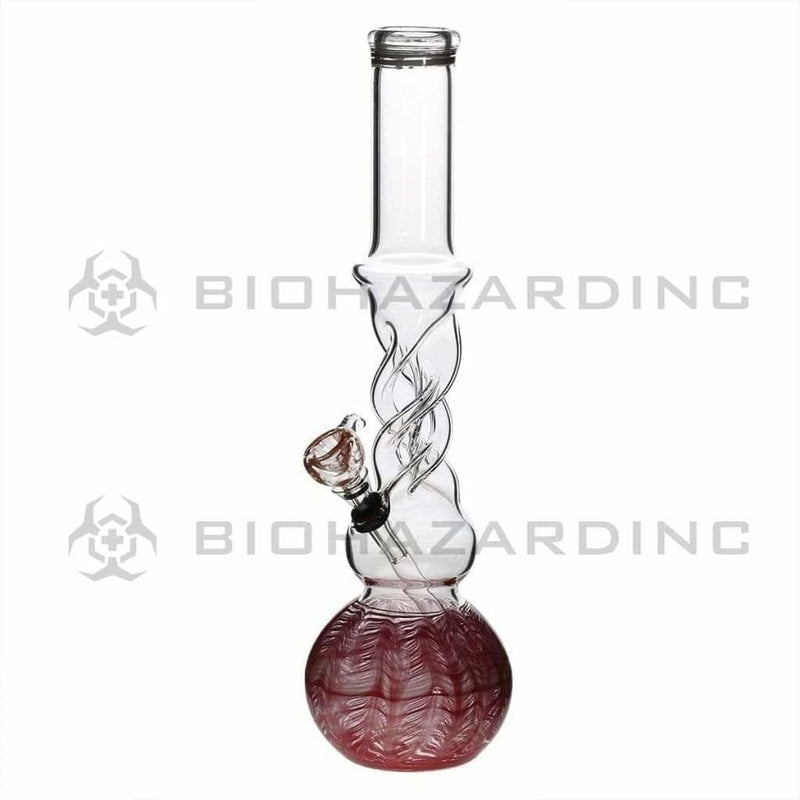 Biohazard Inc Glass Bong 16" Twist Water Pipe w/ Slide - Red Rake