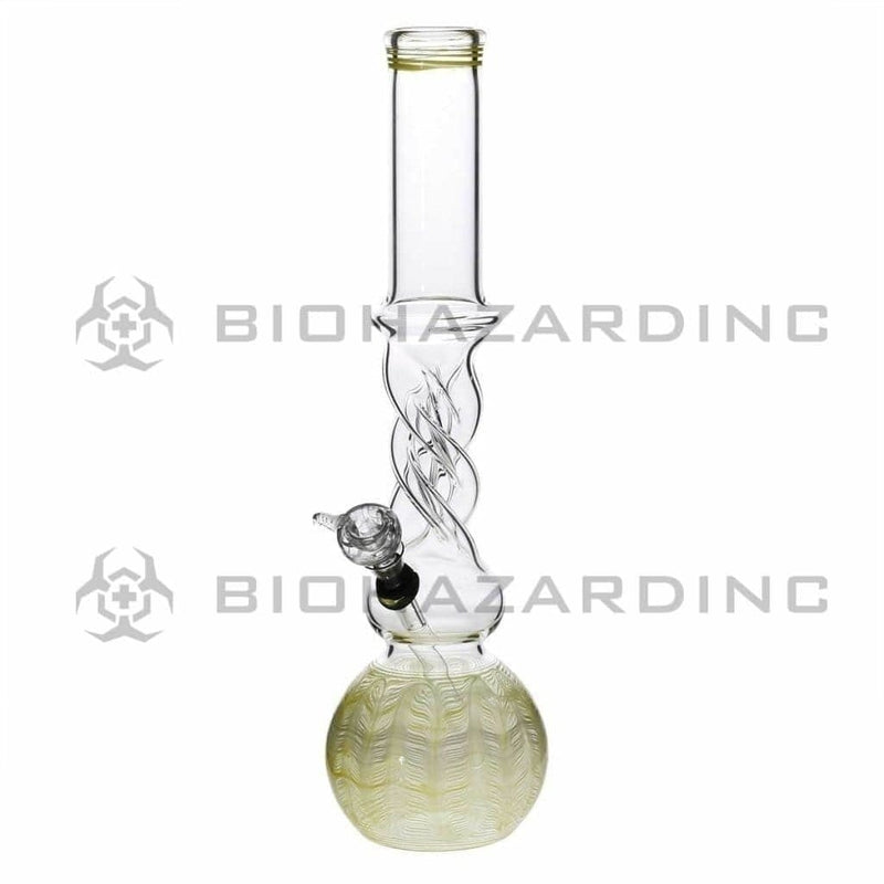 Biohazard Inc Glass Bong 16" Twist Water Pipe w/ Slide - Yellow Rake