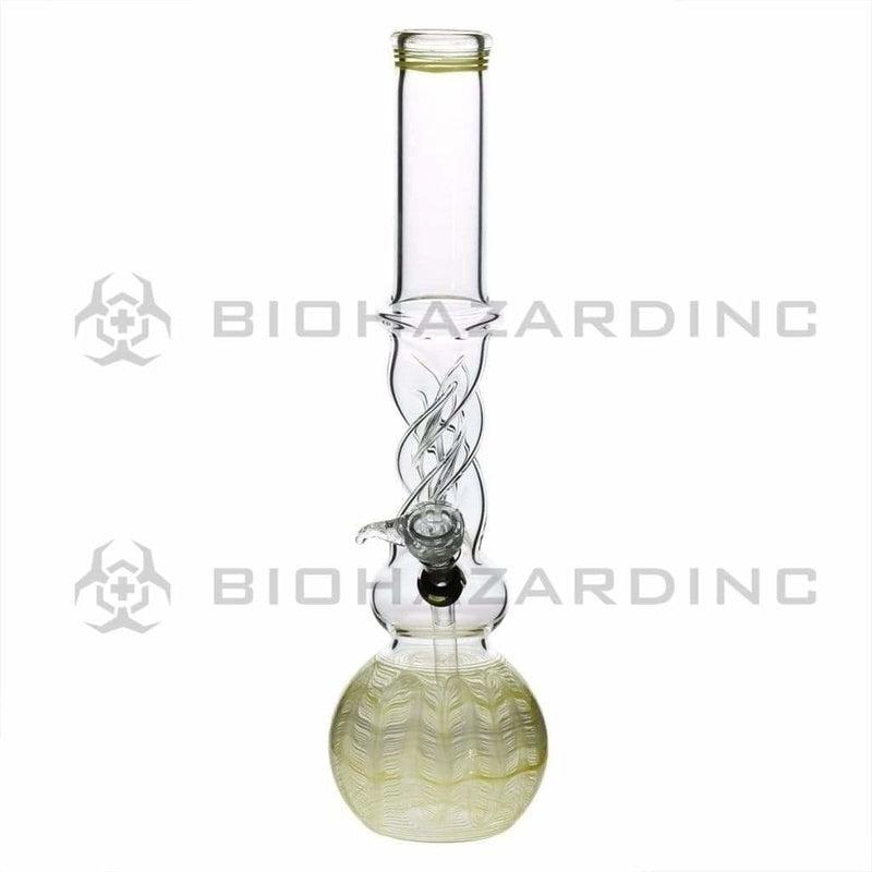 Biohazard Inc Glass Bong 16" Twist Water Pipe w/ Slide - Yellow Rake