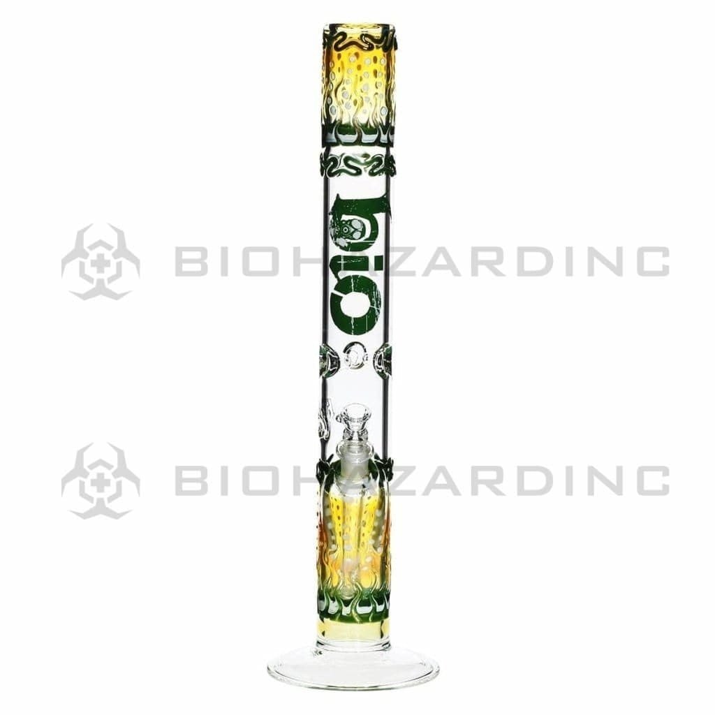 Bio Glass Glass Bong 17" BIO Straight Water Pipe Raked Colors - Green Logo and BIO Stamp