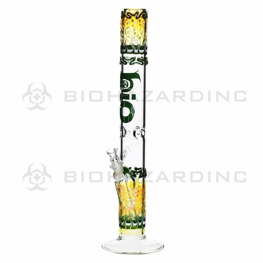 Bio Glass Glass Bong 17" BIO Straight Water Pipe Raked Colors - Green Logo and BIO Stamp