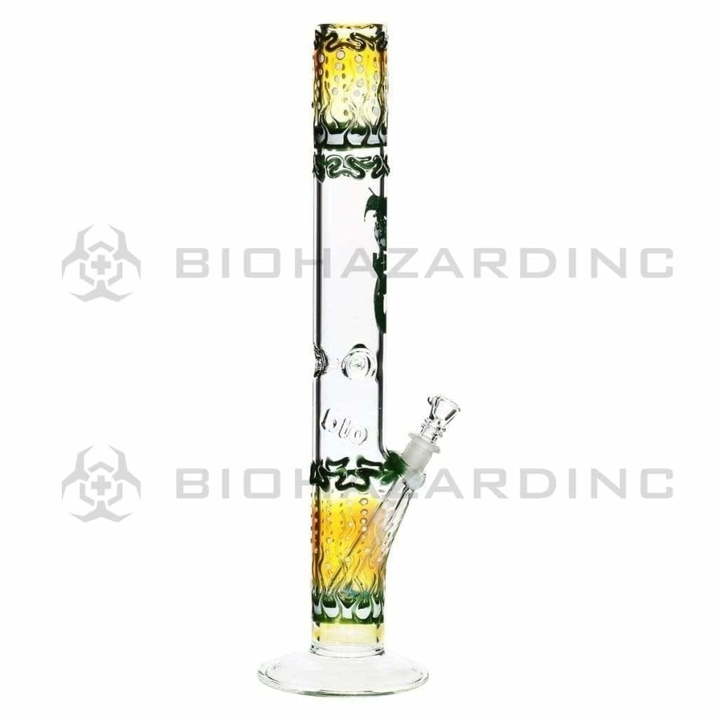 Bio Glass Glass Bong 17" BIO Straight Water Pipe Raked Colors - Green Logo and BIO Stamp