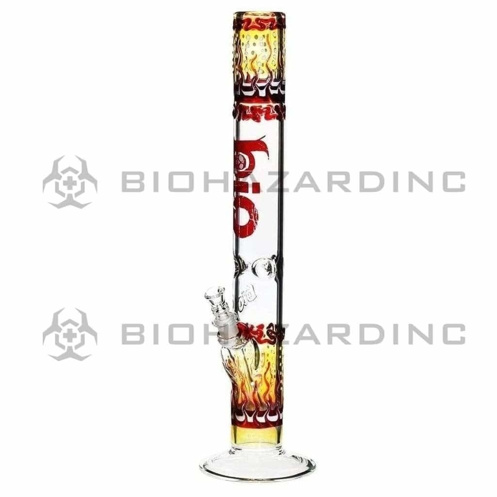 Bio Glass Glass Bong 17" BIO Straight Water Pipe Raked Colors - Red Logo and BIO Stamp