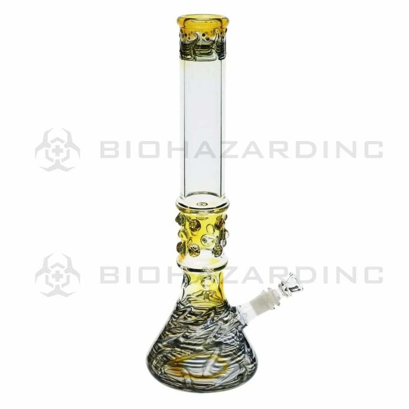 Biohazard Inc Glass Bong 17" Black Raked Water Pipe w / Marbles