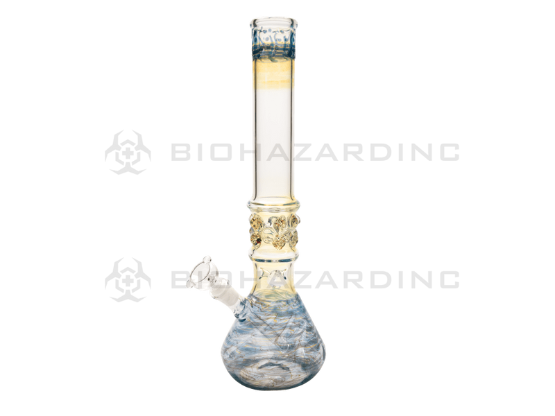 Biohazard Inc Glass Bong 17" Blue Raked Water Pipe w / Marbles