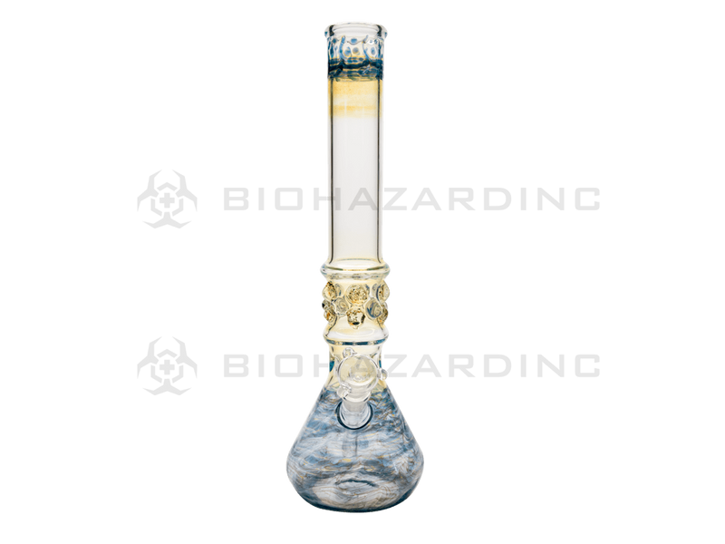 Biohazard Inc Glass Bong 17" Blue Raked Water Pipe w / Marbles