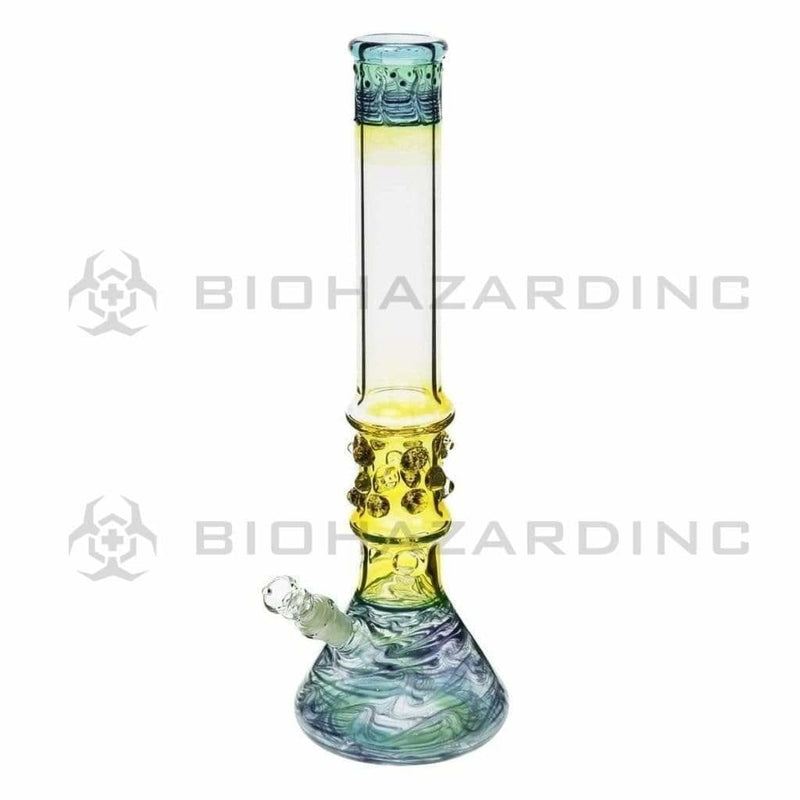 Biohazard Inc Glass Bong 17" Blue Raked Water Pipe w / Marbles