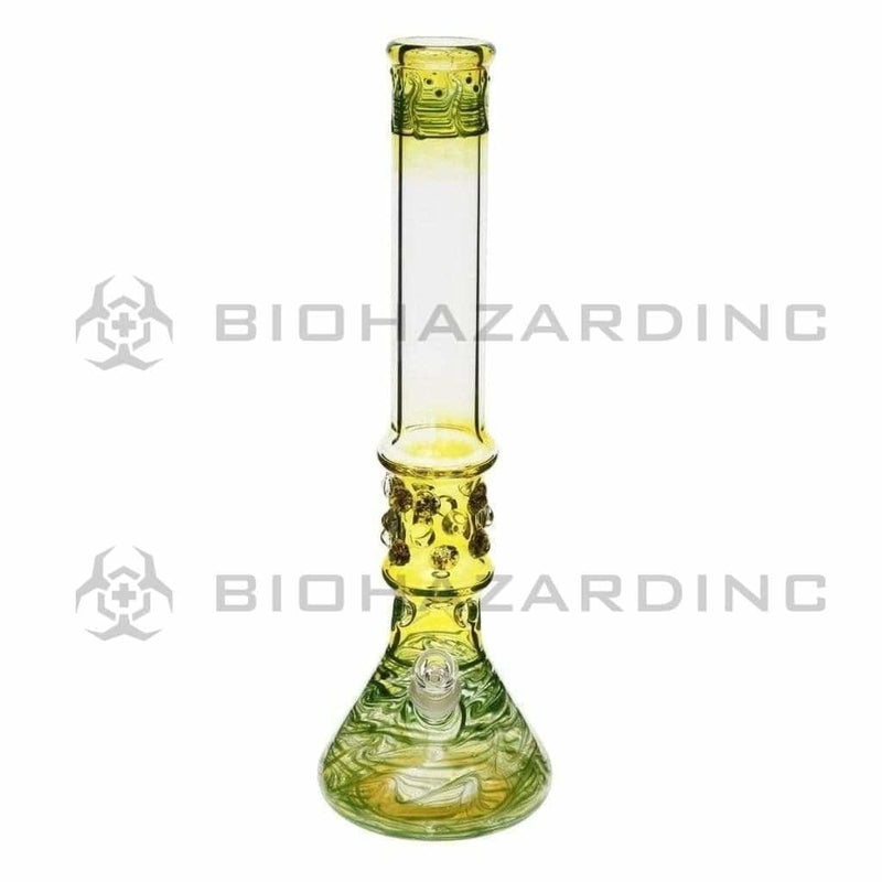 Biohazard Inc Glass Bong 17" Green Raked Water Pipe w / Marbles