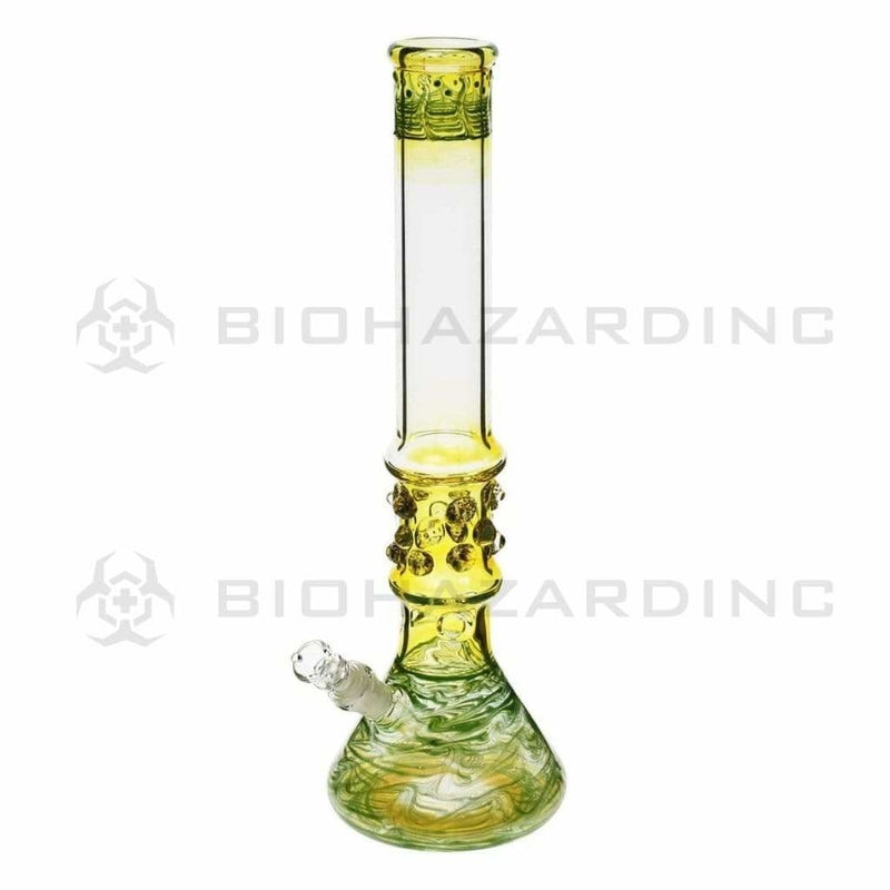 Biohazard Inc Glass Bong 17" Green Raked Water Pipe w / Marbles