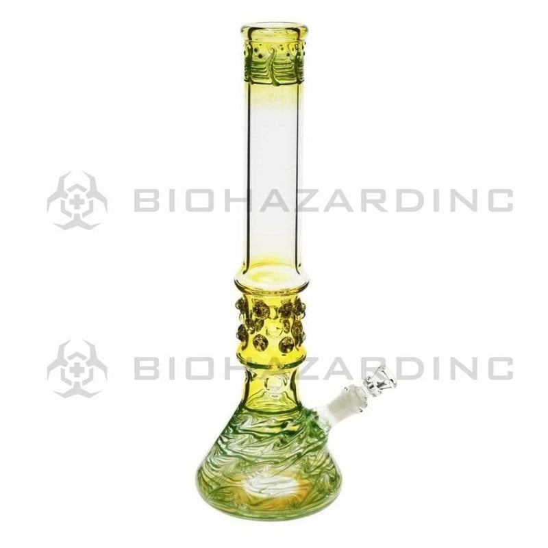 Biohazard Inc Glass Bong 17" Green Raked Water Pipe w / Marbles