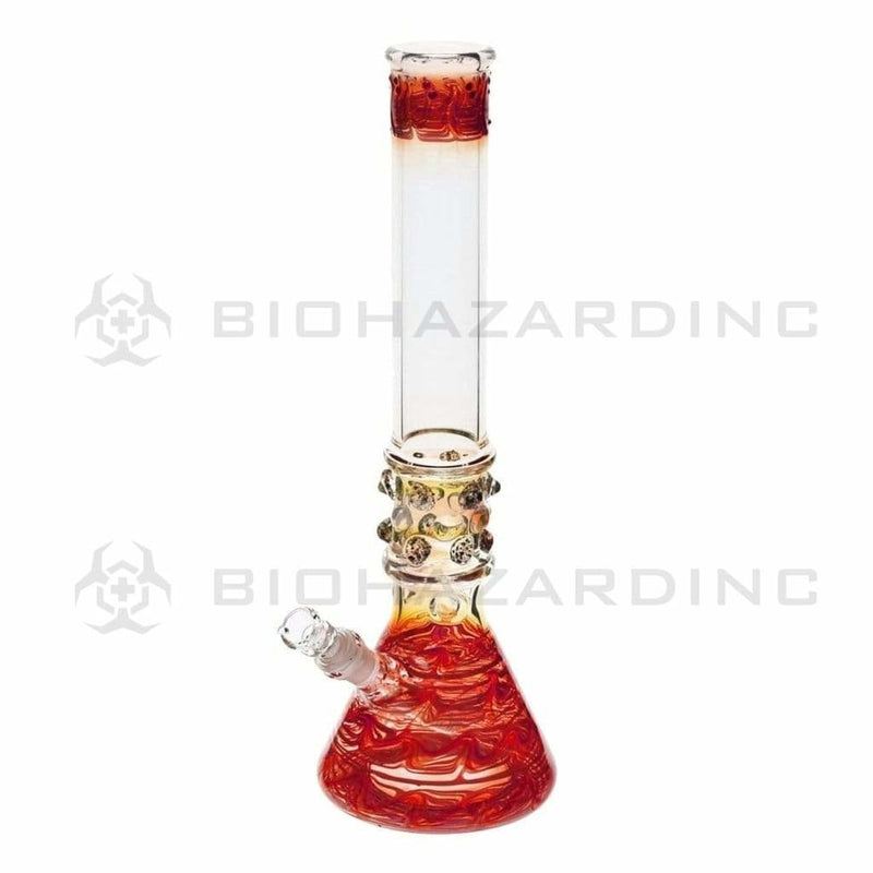 Biohazard Inc Glass Bong 17" Red Raked Water Pipe w / Marbles