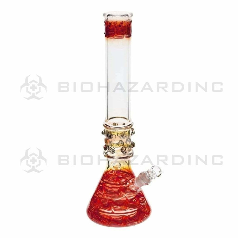 Biohazard Inc Glass Bong 17" Red Raked Water Pipe w / Marbles