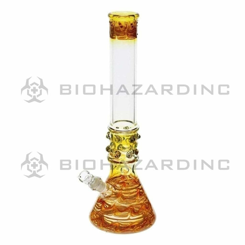 Biohazard Inc Glass Bong 17" Yellow Raked Water Pipe w / Marbles