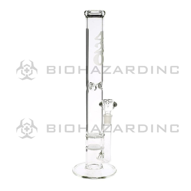 Biohazard Inc Glass Bong 18" 420 Double Honeycomb Water Pipe