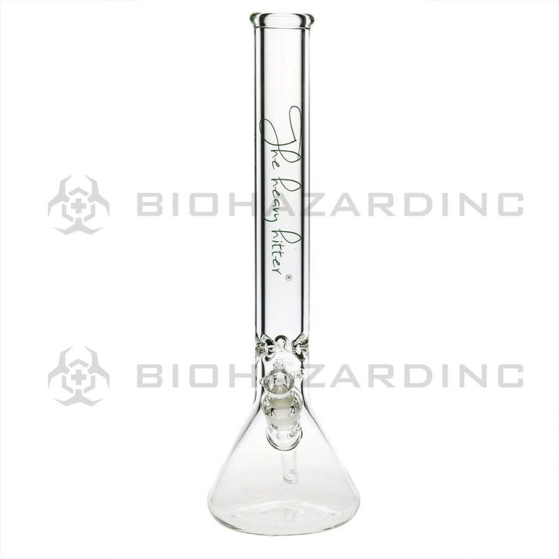 Heavy Hitter Glass Bong 18" 9mm Heavy Hitter Beaker Water Pipe - Clear with Green Logo