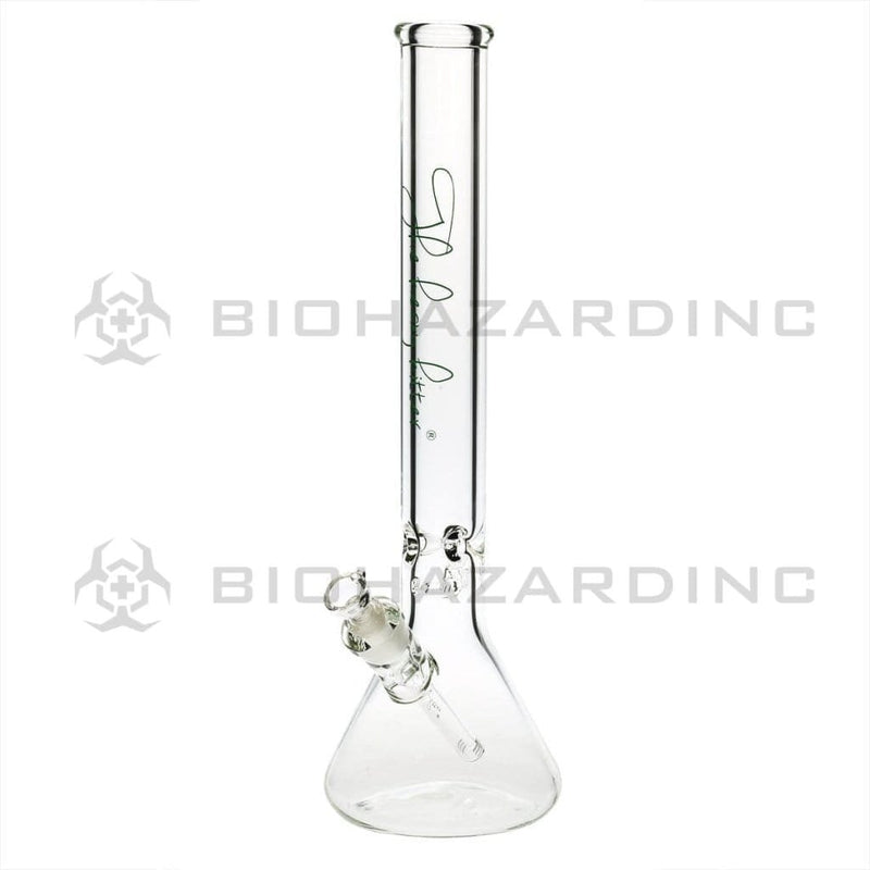 Heavy Hitter Glass Bong 18" 9mm Heavy Hitter Beaker Water Pipe - Clear with Green Logo