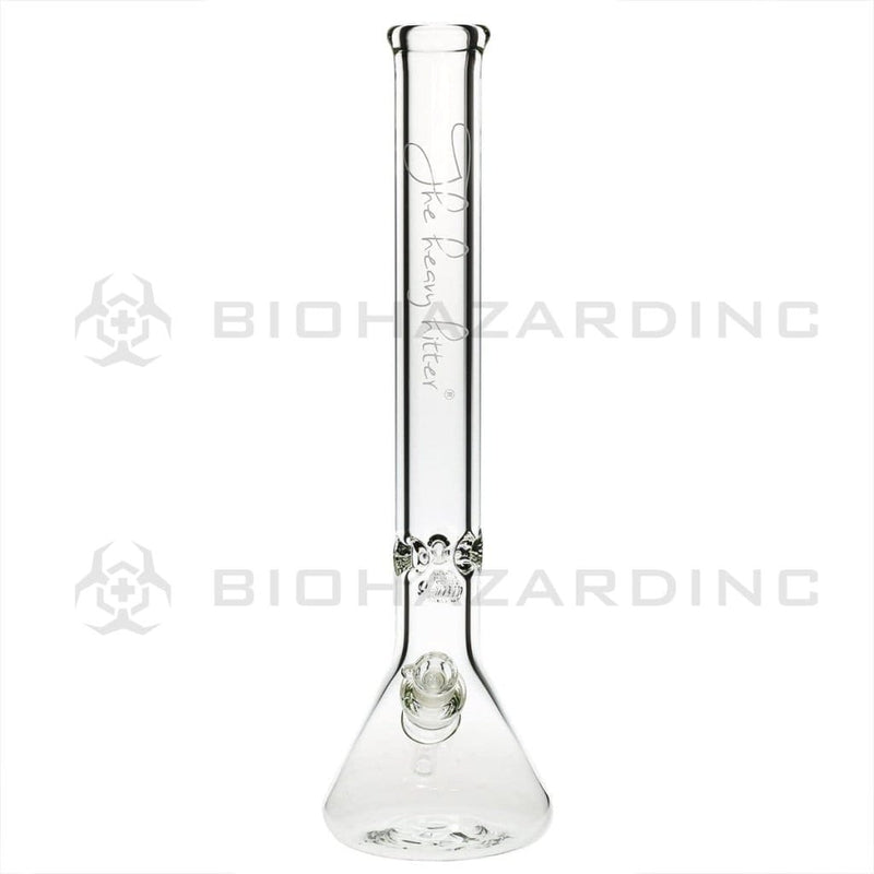 Heavy Hitter Glass Bong 18" 9mm Heavy Hitter Beaker Water Pipe - Clear with White Logo