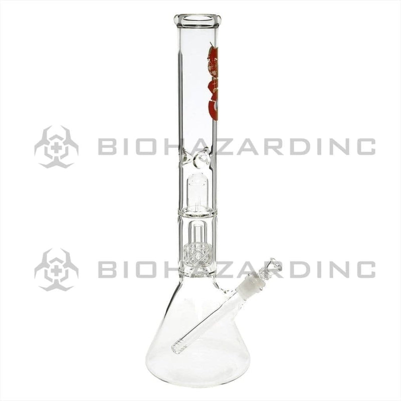 Bio Glass Glass Bong 18" BIO 50mm Single Grid Dome Beaker Water Pipe - Rasta