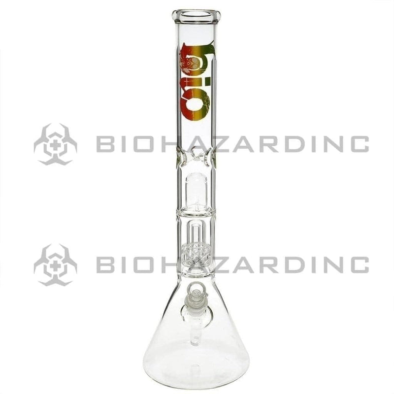 Bio Glass Glass Bong 18" BIO 50mm Single Grid Dome Beaker Water Pipe - Rasta