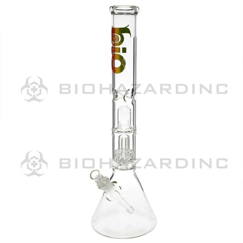 Bio Glass Glass Bong 18" BIO 50mm Single Grid Dome Beaker Water Pipe - Rasta