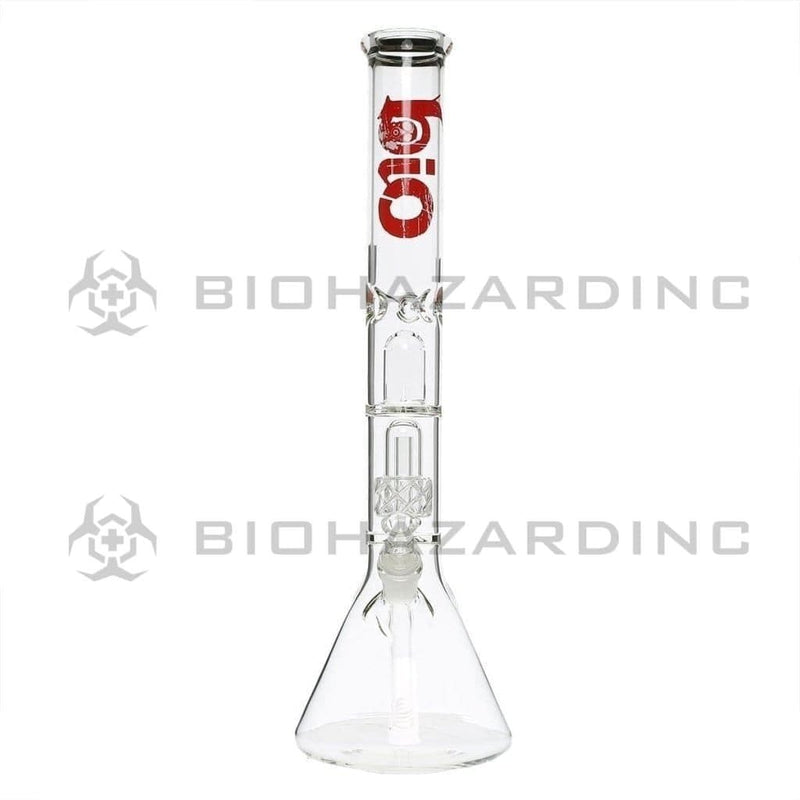 Bio Glass Glass Bong 18" BIO 50mm Single Grid Dome Beaker Water Pipe - Red