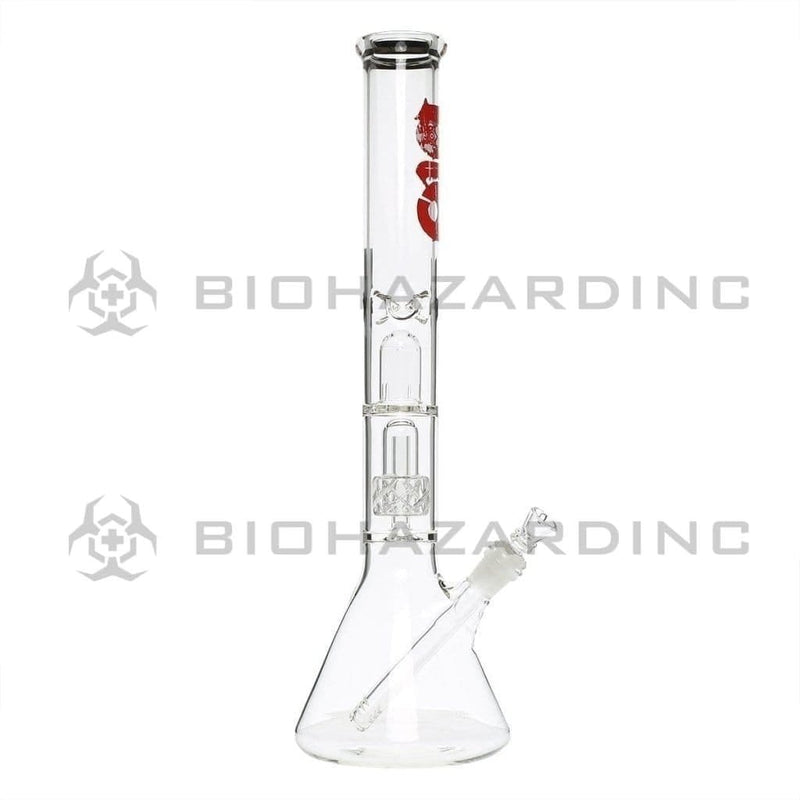 Bio Glass Glass Bong 18" BIO 50mm Single Grid Dome Beaker Water Pipe - Red