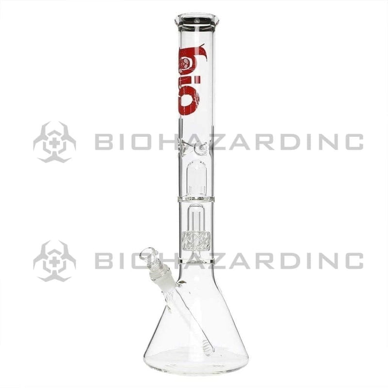 Bio Glass Glass Bong 18" BIO 50mm Single Grid Dome Beaker Water Pipe - Red