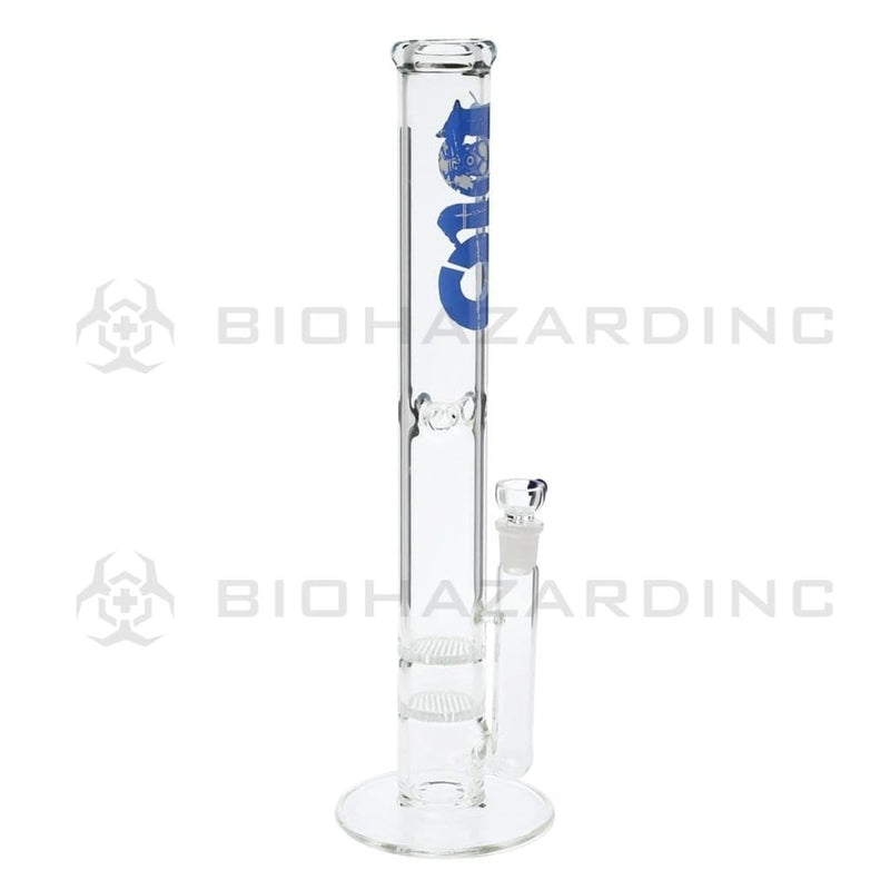 Bio Glass Glass Bong 18" BIO Double Honeycomb Water Pipe - Blue Logo