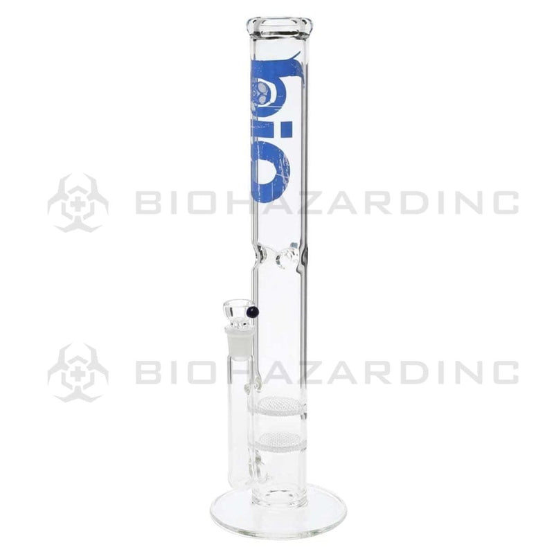 Bio Glass Glass Bong 18" BIO Double Honeycomb Water Pipe - Blue Logo