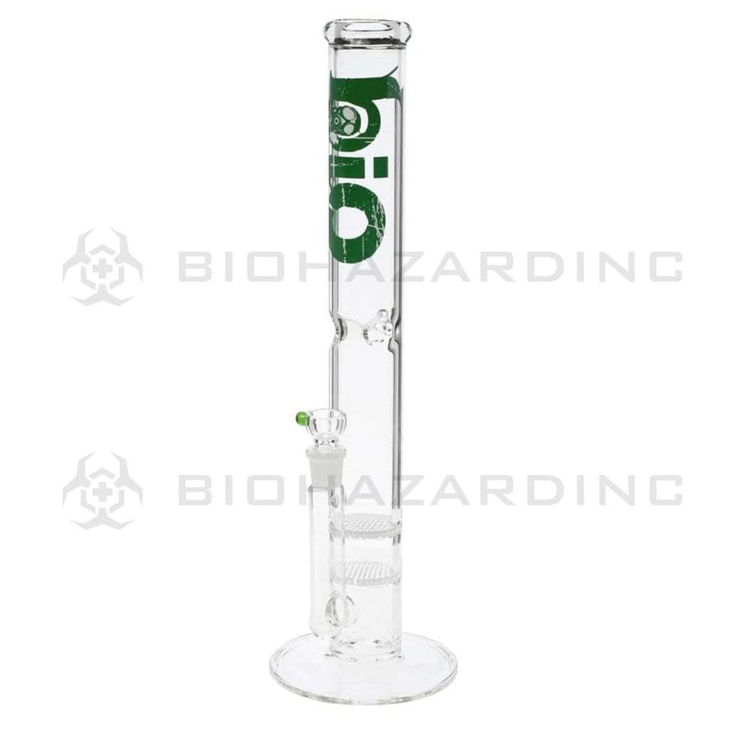 Bio Glass Glass Bong 18" BIO Double Honeycomb Water Pipe - Green Logo