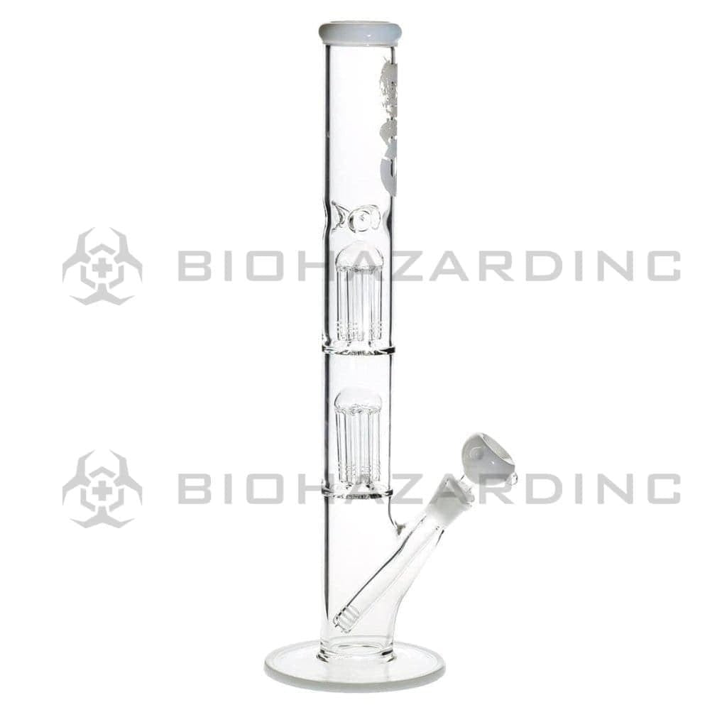 Bio Glass Glass Bong 18" BIO Double Tree Straight Water Pipe - White