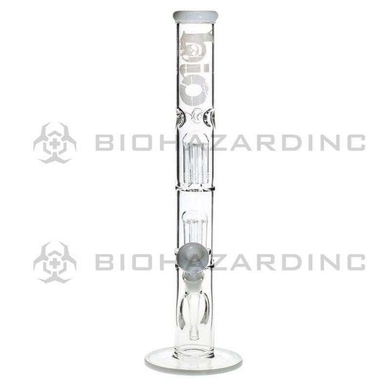 Bio Glass Glass Bong 18" BIO Double Tree Straight Water Pipe - White