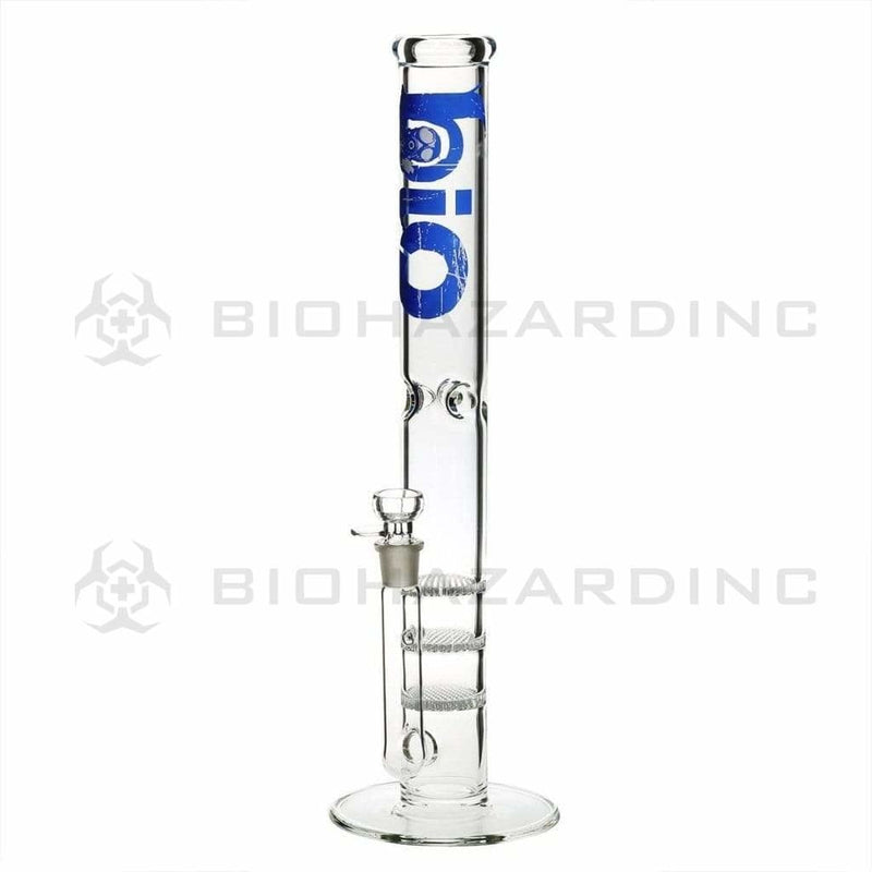 Bio Glass Glass Bong 18" BIO Triple Honeycomb Water Pipe - Blue Logo