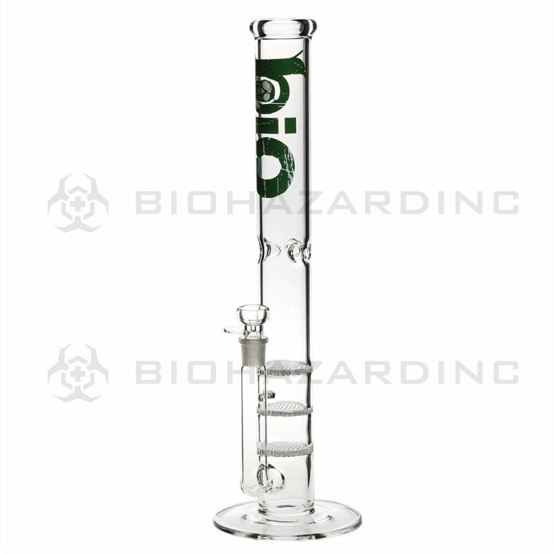 Bio Glass Glass Bong 18" BIO Triple Honeycomb Water Pipe - Green Logo