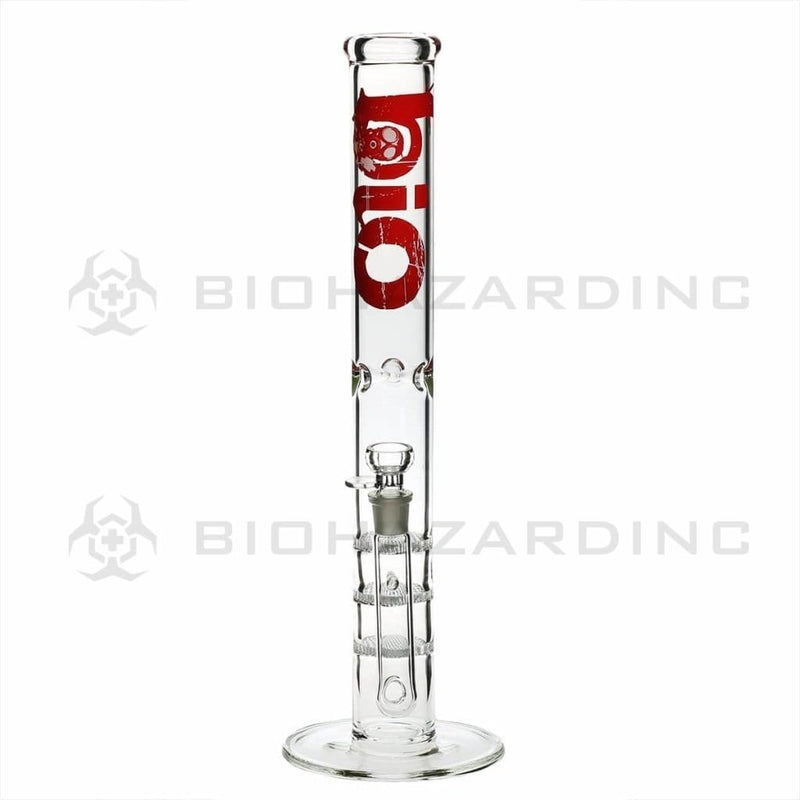 Bio Glass Glass Bong 18" BIO Triple Honeycomb Water Pipe - Red Logo