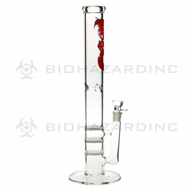 Bio Glass Glass Bong 18" BIO Triple Honeycomb Water Pipe - Red Logo