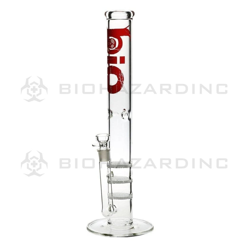 Bio Glass Glass Bong 18" BIO Triple Honeycomb Water Pipe - Red Logo