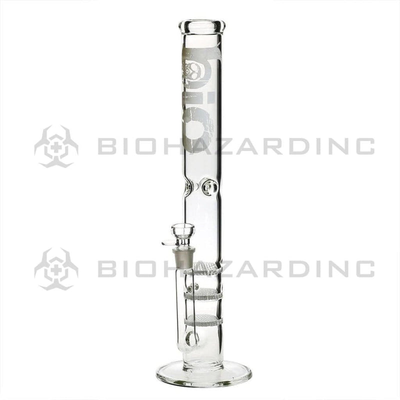 Bio Glass Glass Bong 18" BIO Triple Honeycomb Water Pipe - White Logo