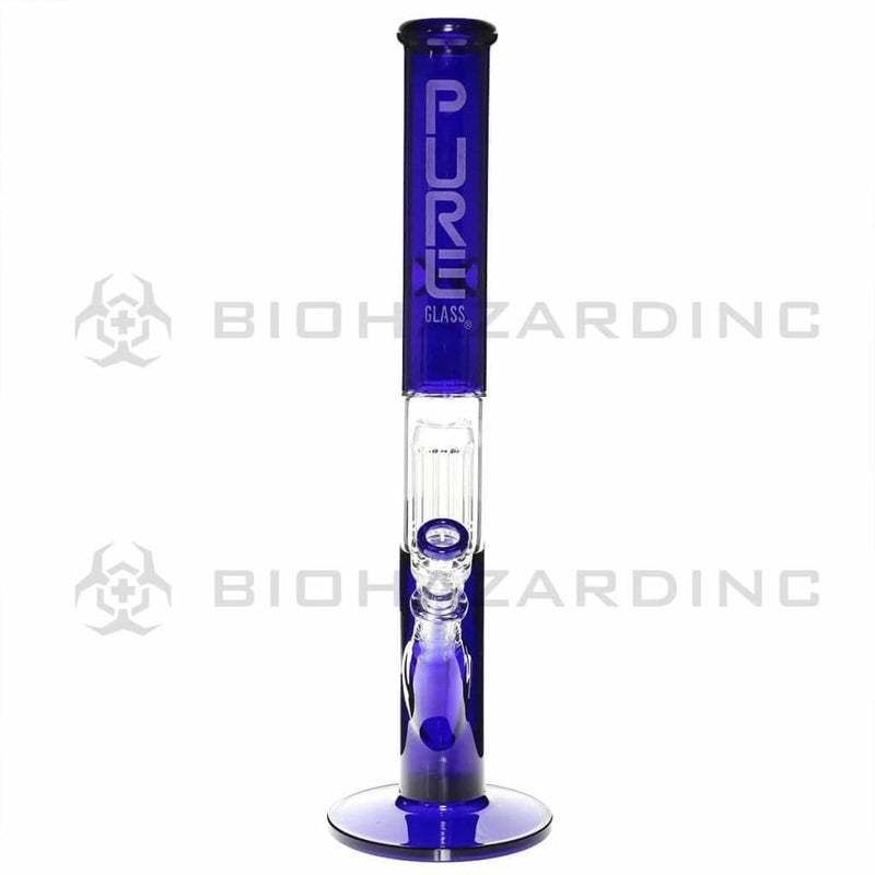 Pure Glass Glass Bong 18" PURE Glass Blue 50mm x 5mm Thick 10-Arm Tree Percolator w/ Splashguard Straight