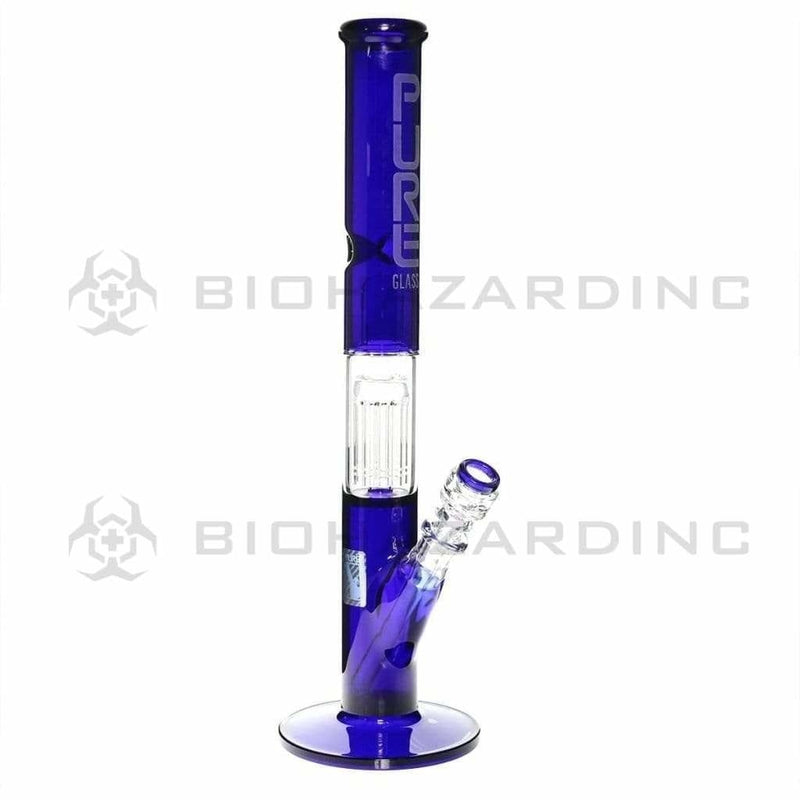 Pure Glass Glass Bong 18" PURE Glass Blue 50mm x 5mm Thick 10-Arm Tree Percolator w/ Splashguard Straight