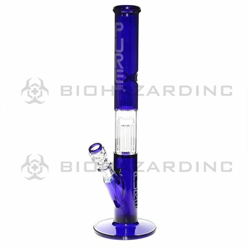 Pure Glass Glass Bong 18" PURE Glass Blue 50mm x 5mm Thick 10-Arm Tree Percolator w/ Splashguard Straight